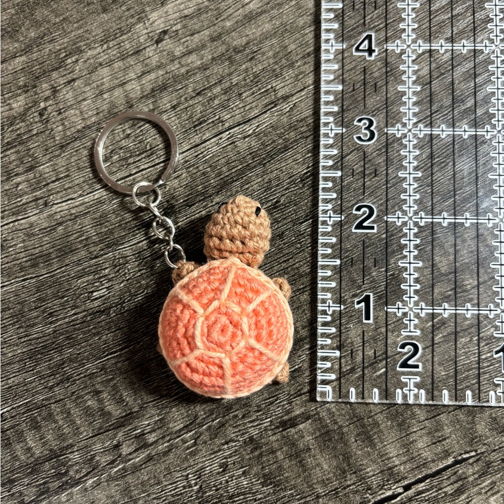 NEW Handmade Turtle Keychain with Peach Shell - Picture 3 of 5